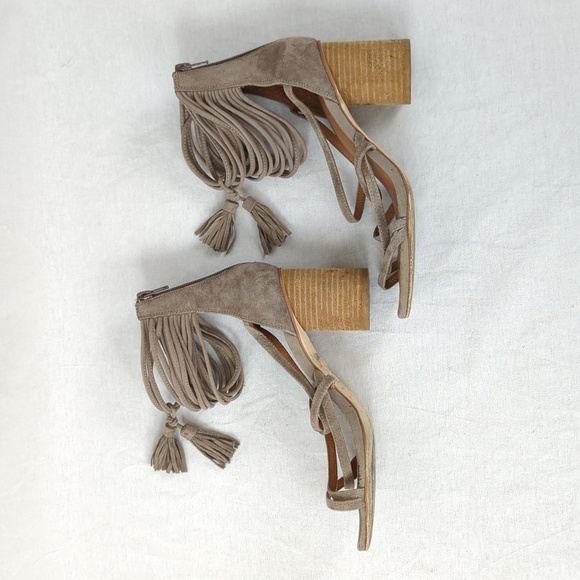 JEFFERY CAMPBELL DESPINA STRAPPY TASSEL SUEDE SANDALS SZ 7.5 - Picture 3 of 6